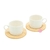 Tazas con platito bambú x 2