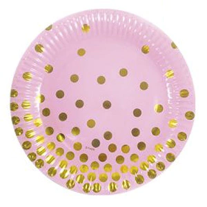 Platos rosa lunares dorados 17 cm x 6 en internet