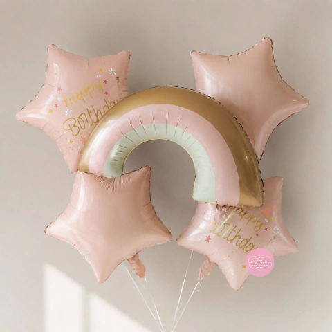 Set de 5 globos arcoiris pastel