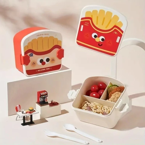 Lunchera Papitas Cute con cubiertos