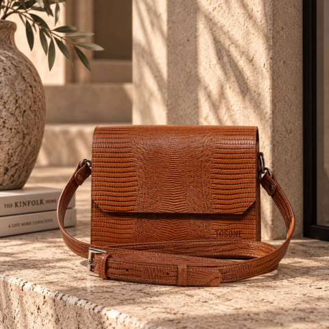 Cartera PALOMA En Cuero Croco Suela