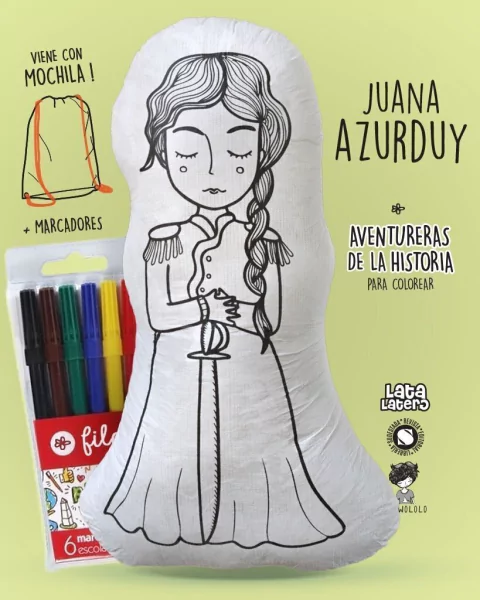 MUÑECA ALMOHADÓN PARA COLOREAR JUANA AZURDUY