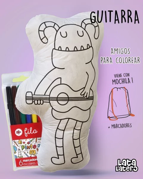 MUÑECO ALMOHADÓN PARA COLOREAR GUITARRA