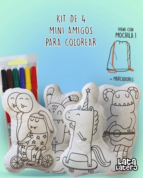 SET 4 MINI AMIGOS PARA COLOREAR. UNICORNIOS
