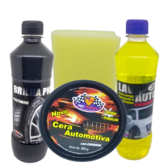 Kit Limpeza Automotiva Lava Carros Motos Com 4 Produtos MM
