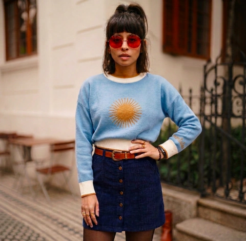 Sweater Sol de Mayo Celeste - comprar online