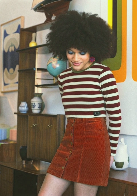 Falda Valeria Corderoy Ladrillo - comprar online