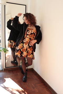 Vestido Sastre Flores Ocre - comprar online