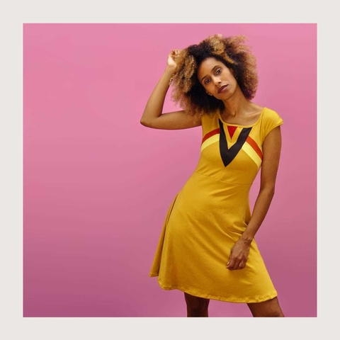 Vestido Polaroid V Mostaza