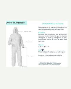 OVEROL DE BIOSEGURIDAD ANTIFLUIDO - comprar online
