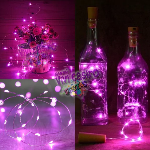 #atelievivicastro, fio de led, rolha led, fio de fada, rolha led verde, decoração led garrafa, balada neon, festa neon, fio led com rolha, rolha led 25 de março, fio de led rosa,