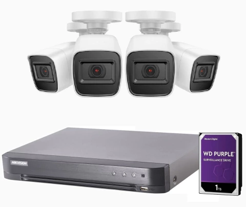 Kit de 4 Cámaras de Seguridad Hikvision Full HD con Disco Rígido de 1tb - comprar online