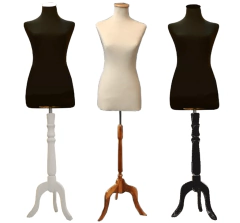 BUSTO FORRADO DAMA HOMBRE BASE MADERA TRIPODE - comprar online