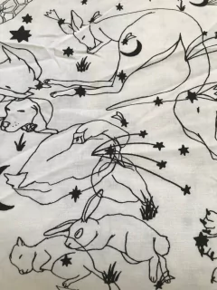 LINO ALGODON BLANCO ANIMALES DURMIENDO - comprar online