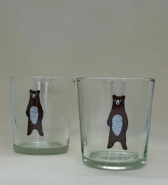 set 4 VASOS OSO MARRON de VIDRIO DURAX - PESQUEIRA™