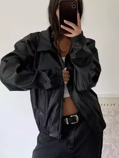 chaqueta oslo cuero ecológico negro