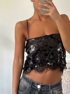 Top Roma Paillete negro - comprar online
