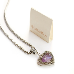 Collar Corazón Amatista con pirita