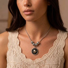 Collar Turmalina y pirita cristal