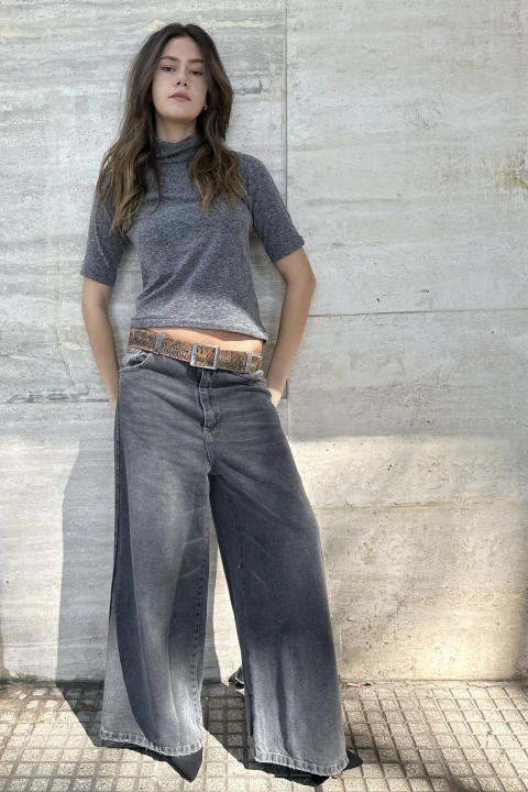 JEAN WIDE LEG #1 / STONED GREY - comprar online