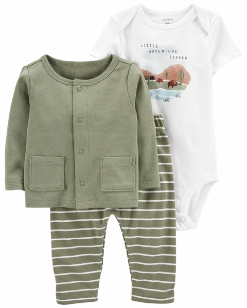 Set 3 Piezas Body Mangas Cortas Cardigana Pantalon Adventure