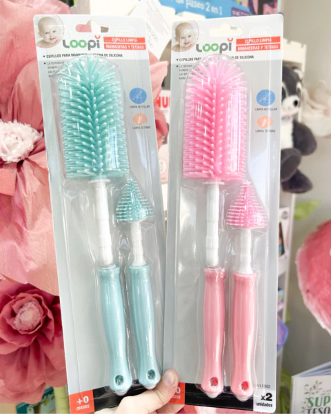 Set Cepillos Limpia Mamaderas Y Tetinas Loopi De Silicona - comprar online