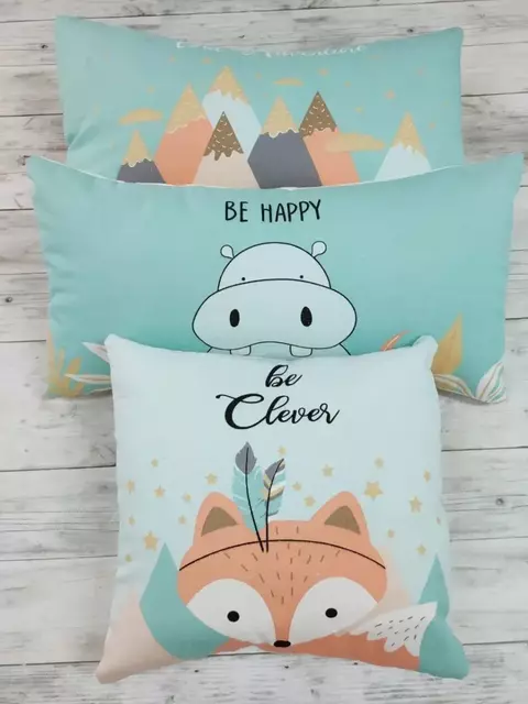 Set X 3 Almohadones Infantiles Gabardina Decoracion Bebes