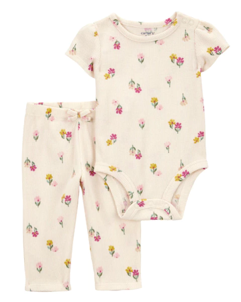 Set 2 Piezas Body Mangas Cortas Pantalon Floral - comprar online
