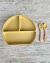 Plato Silicona Con Tenedor Y Cuchara Antideslizante Mostaza