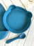 Set Alimentacion X 2 Plato Oso + Babero Silicona Azul - tienda online