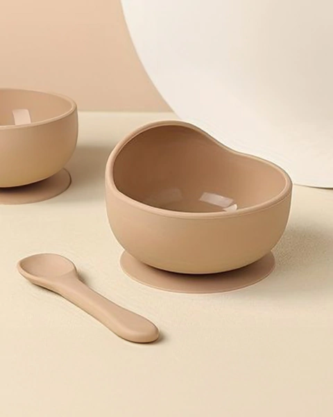 Bowl Silicona Con Cuchara Crema