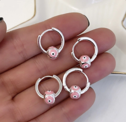 Argollita Dona Horus Pink 1,4 cm (POR UNIDAD)