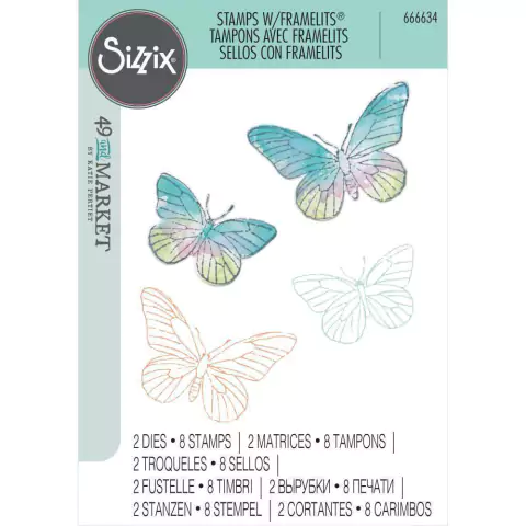 Kit de Sellos y Troqueles Painted Butterflies Clear Stamp Sizzix