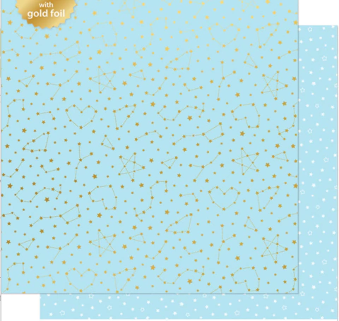 Papel bi-faz Twinkling Blue con Gold Foil 30,5 x 30,5cm 180gr Lawn Fawn