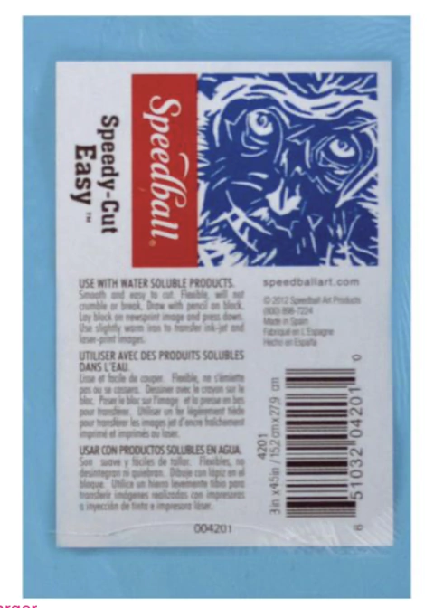 Bloque de Goma Speedball 7,6xcm x 11,4cmx0,5cm Para Calar Sellos