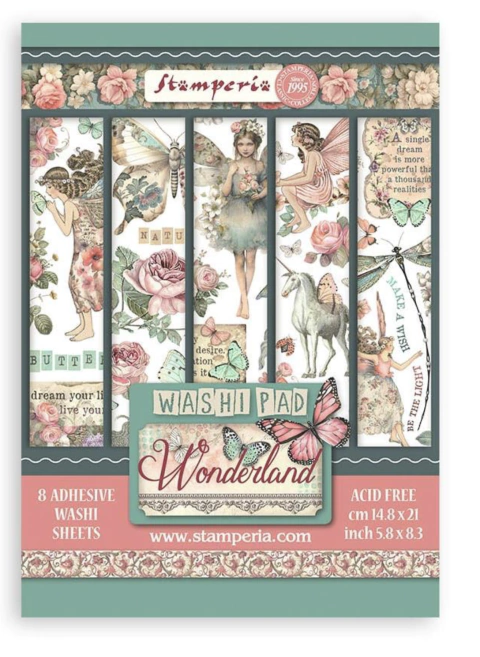 Set 8 hojas Washi Tape Wonderland Stamperia