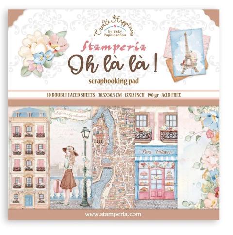 Block 10 Papeles bi-faz Oh La La 30 x 30cm Stamperia