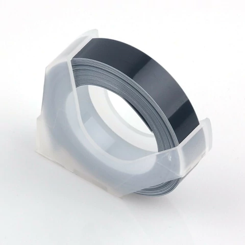 Cinta Autoadhesiva para Rotuladora Label Maker 9mm Negra MOTEX