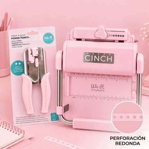 SUPER OFERTA! Anilladora The Cinch Rosa Perforacion REDONDA + Spiral Punch de REGALO