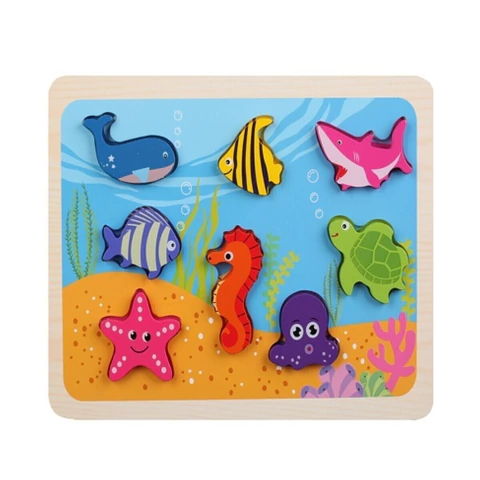 Puzzle Bloques Encastre Animales del Mar - comprar online