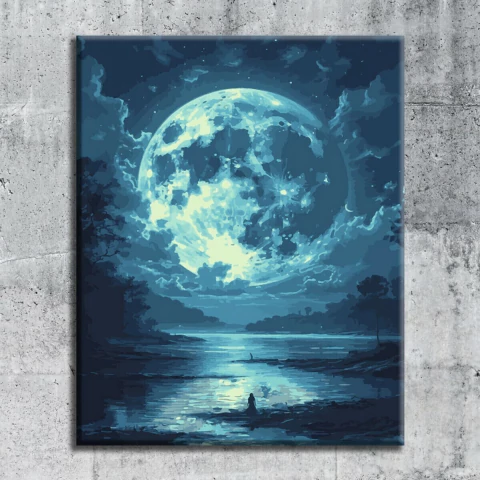 Kit Pintura Por Números Luna Azul