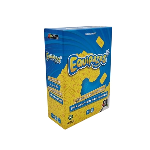 Caja del juego de mesa Equipazos con diseño azul y amarillo y texto en español