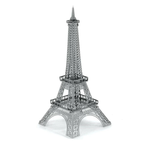 Maqueta 3D metálica detallada de la Torre Eiffel en color plateado