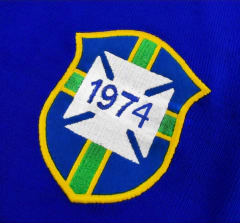 Camisa Retrô Brasil Azul 1974 + Brinde Exclusivo - Autêntica Retrô 
