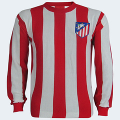 Camisa Retrô Atlético de Madrid Manga Longa listada + Brinde Exclusivo