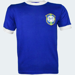Camisa Retrô Brasil Azul 1974 + Brinde Exclusivo