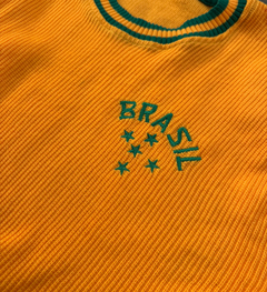 Imagem do Agasalho Retrô Brasil 5 Estrelas Canelado Amarelo + Brinde Exclusivo