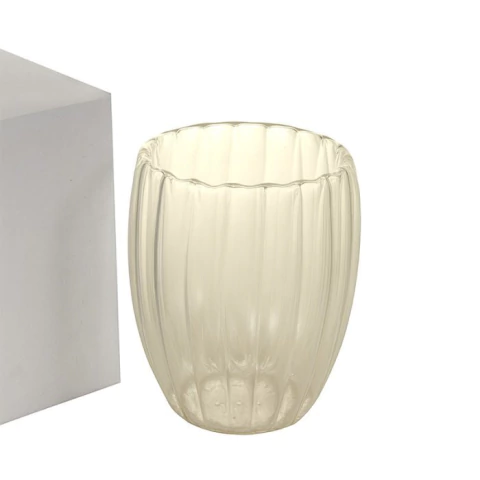 VASO DE VIDRIO DOBLE CAPA RAYADO ALTO 350CC (105398) - comprar online
