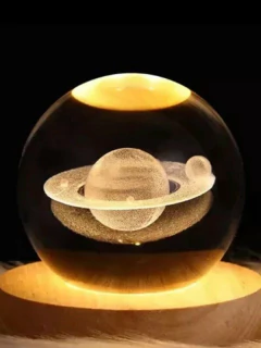 LAMPARA ESFERA DE VIDRIO CON BASE MADERA 6cm - comprar online