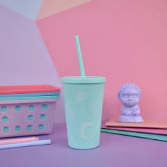 VASO ZODIACO CON TAPA Y SORBETE - comprar online